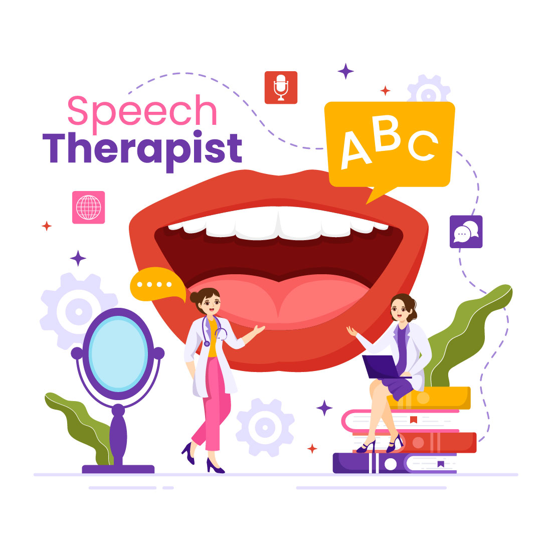 12 Speech Therapist Vector Illustration preview image.