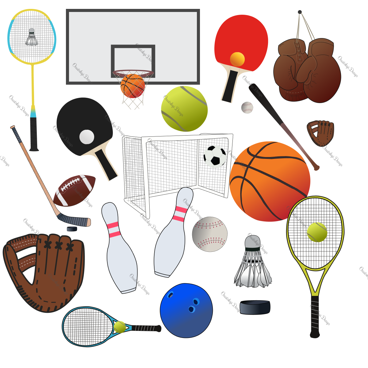 10 Sports Clipart in SVG and PNG format preview image.