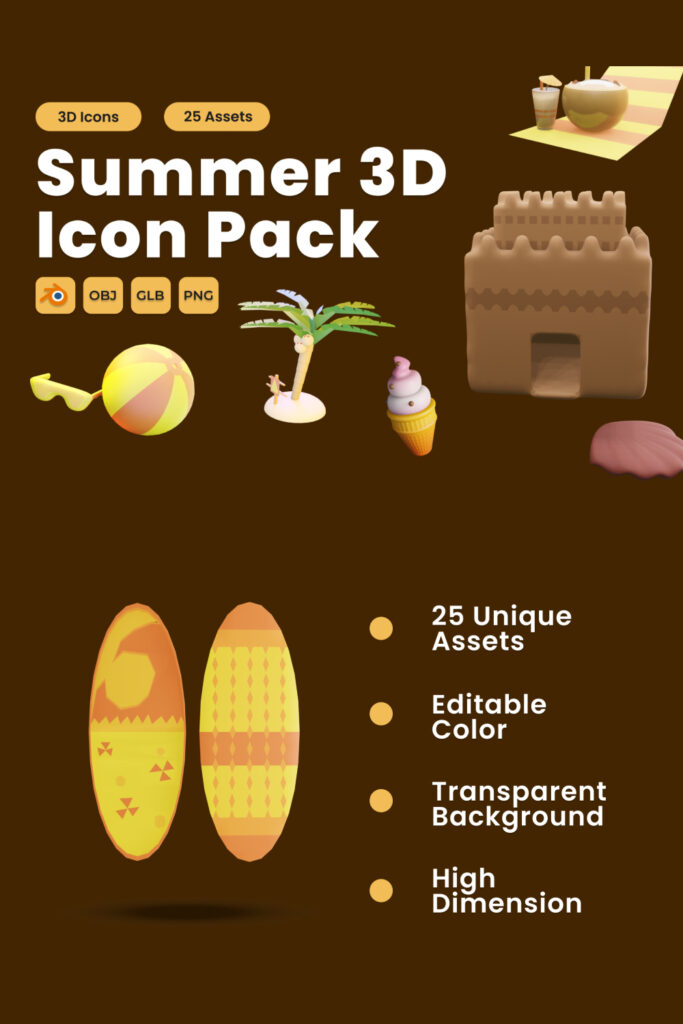 Summer 3D Icon Set Vol 1 - MasterBundles