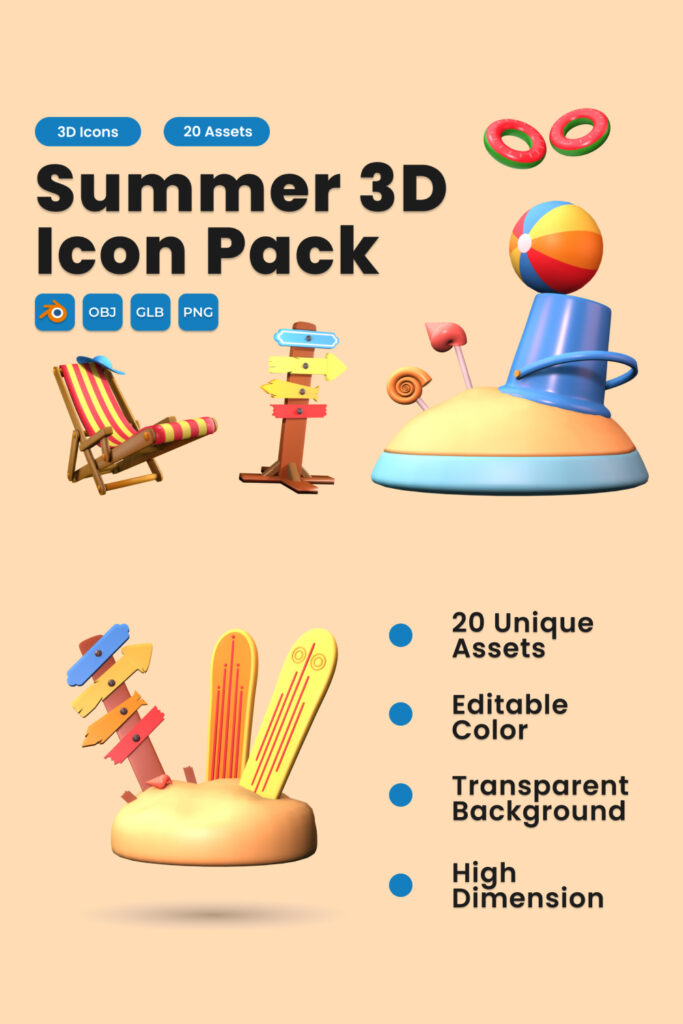 Summer 3D Icon Pack Vol 4 - MasterBundles