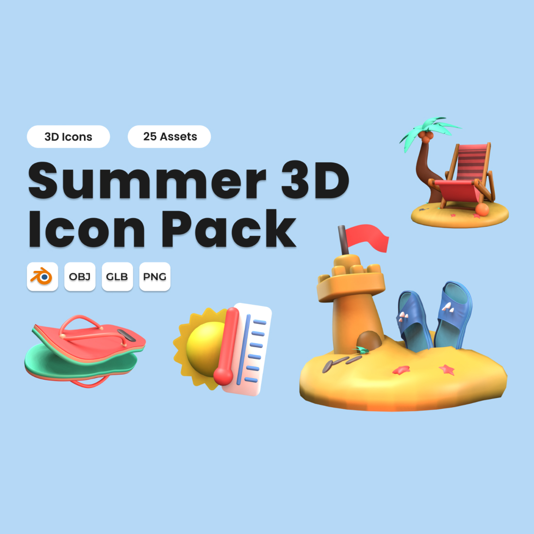 Summer 3D Icon Pack Vol 2 preview image.