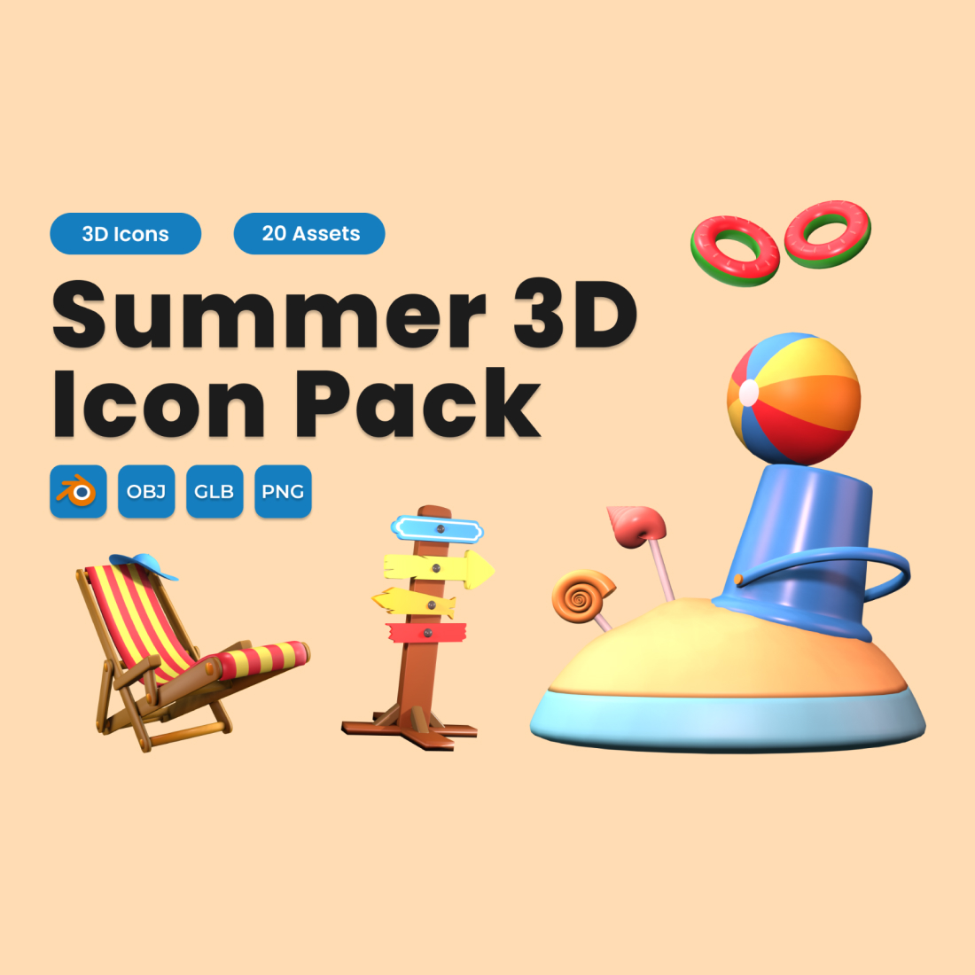 Summer 3D Icon Pack Vol 4 preview image.
