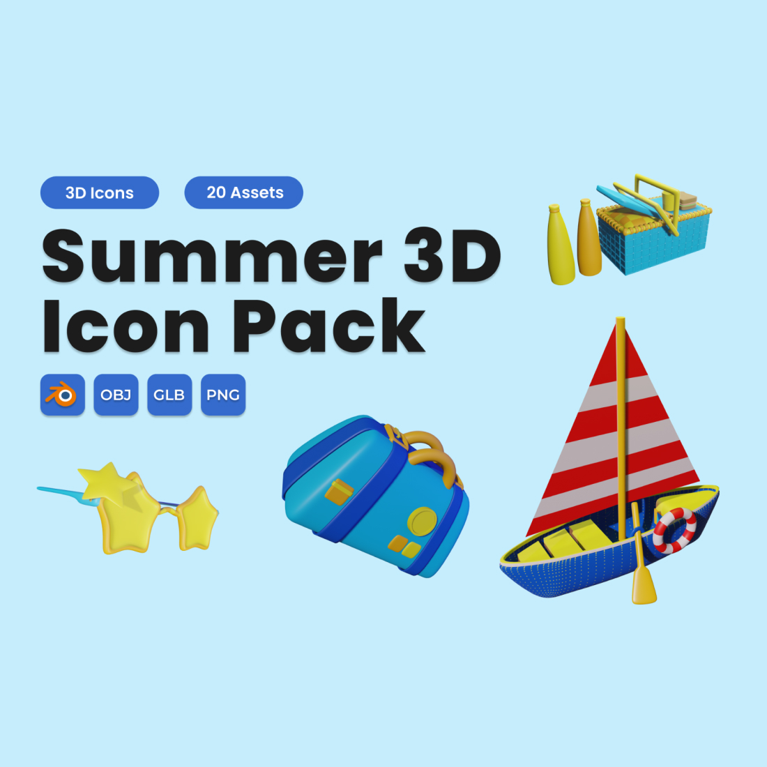 Summer 3D Icon Pack Vol 3 preview image.