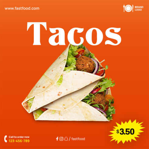 Delicious Tacos High-Resolution Social Media Banner Template cover image.