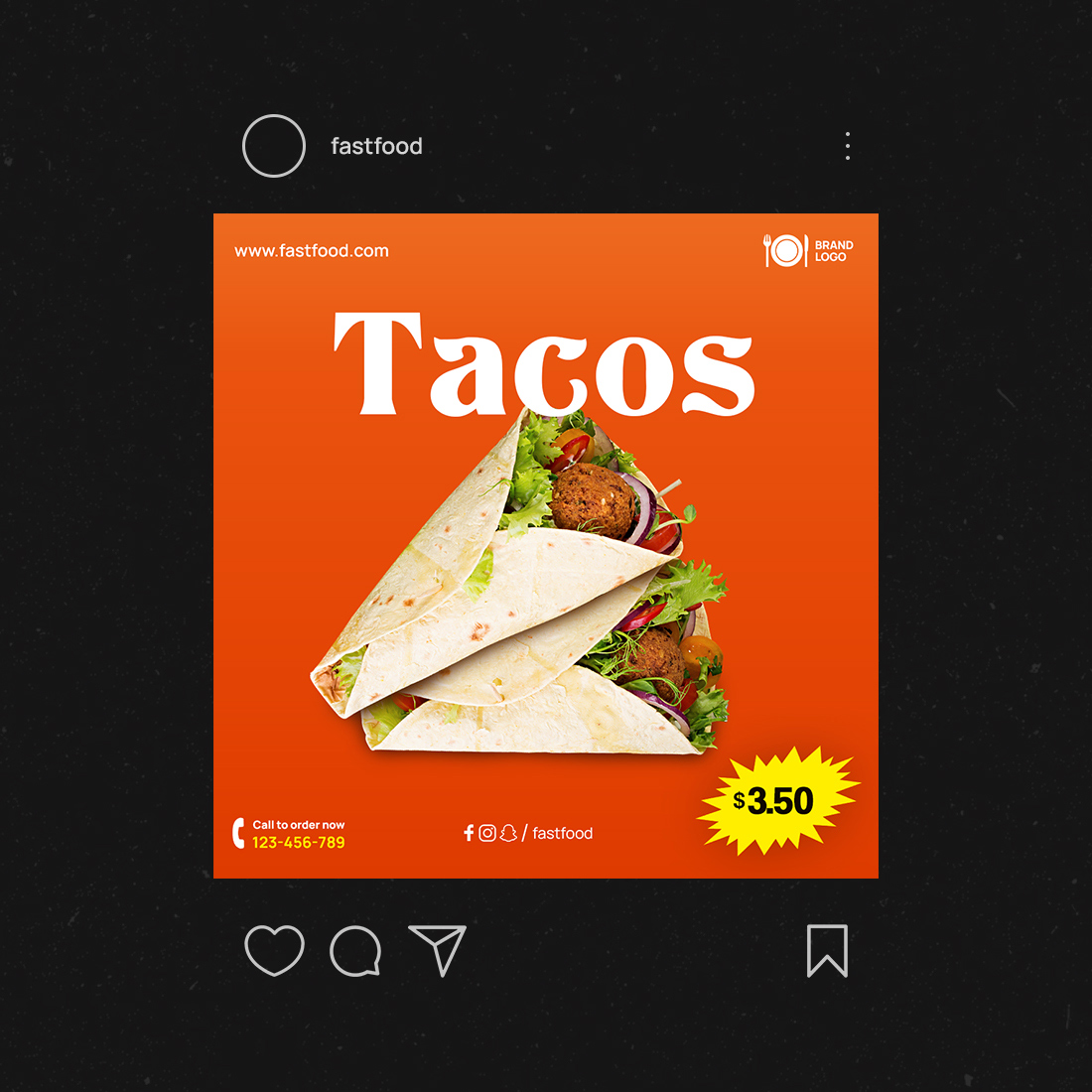 Delicious Tacos High-Resolution Social Media Banner Template preview image.