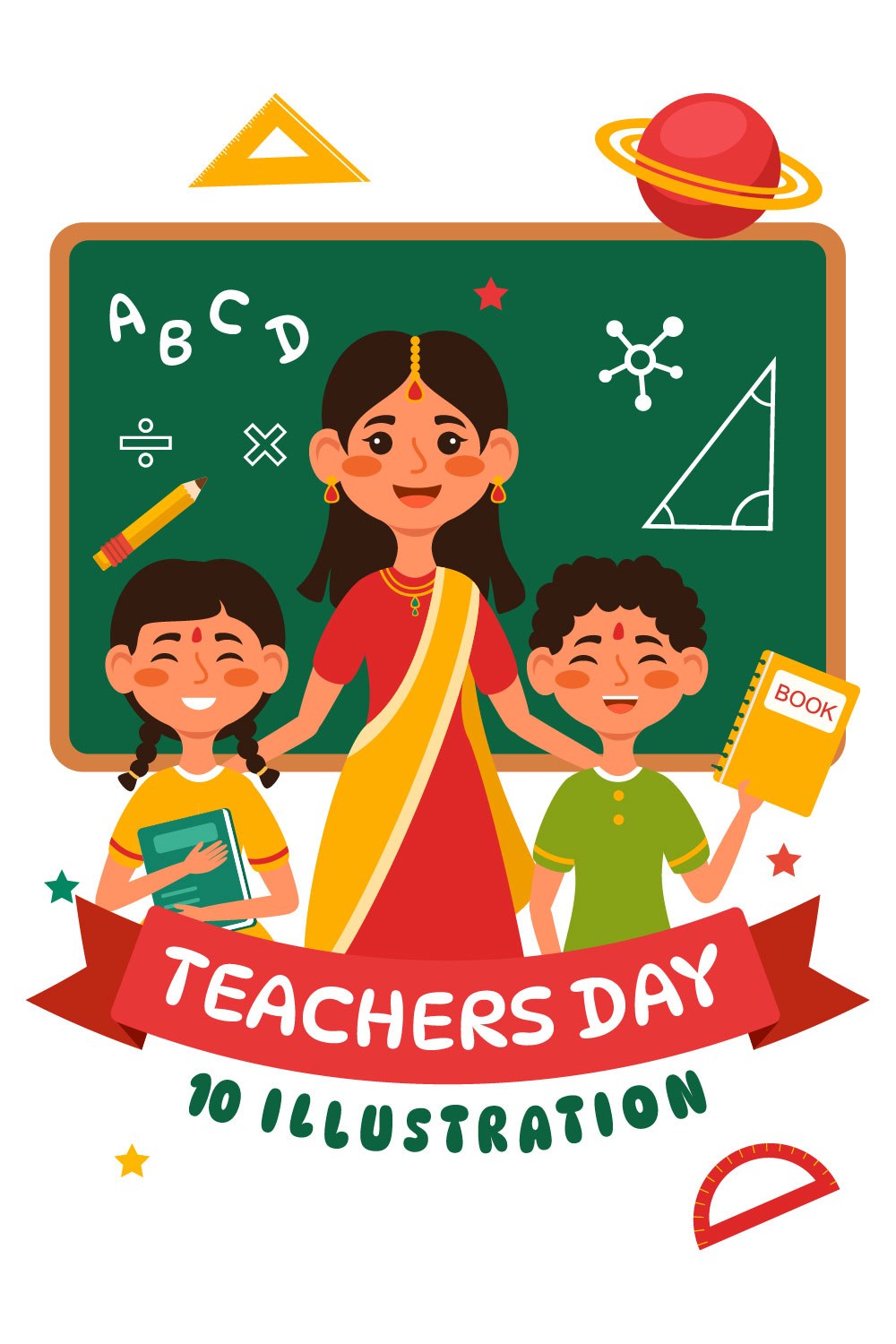 10 Teacher Day in India Illustration pinterest preview image.