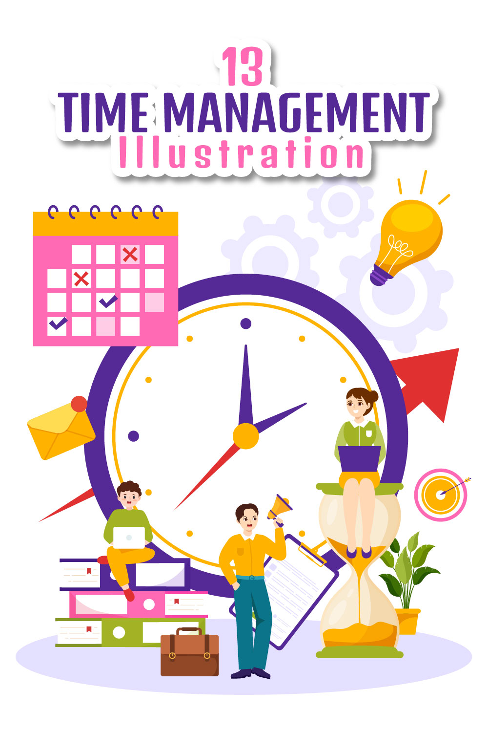 13 Time Management Planning Illustration pinterest preview image.