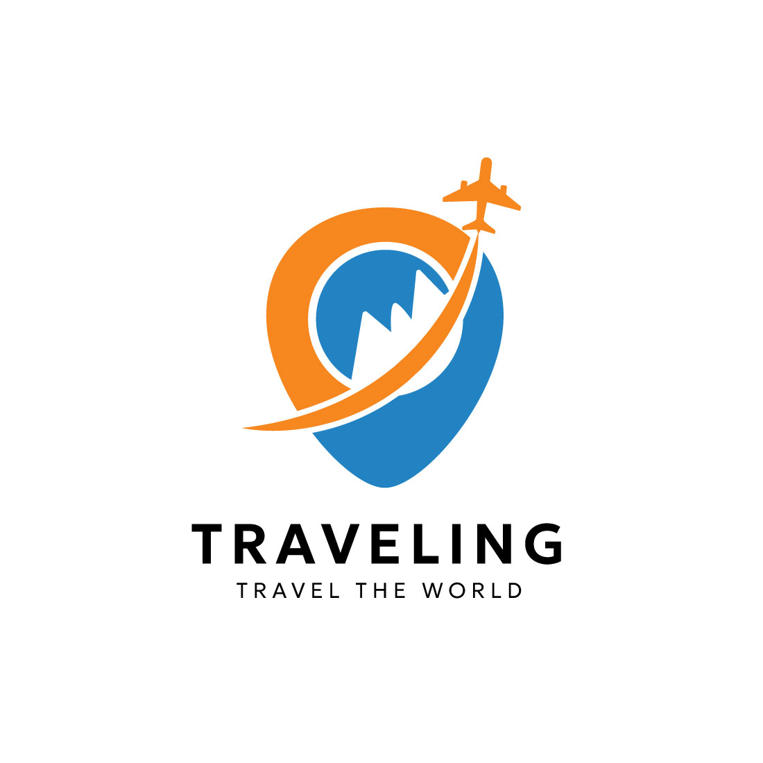 Travel world modern logo design preview image.