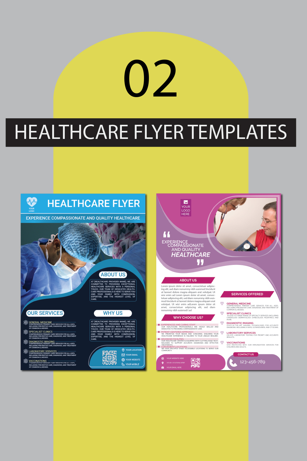 Healthcare flyer templates pinterest preview image.