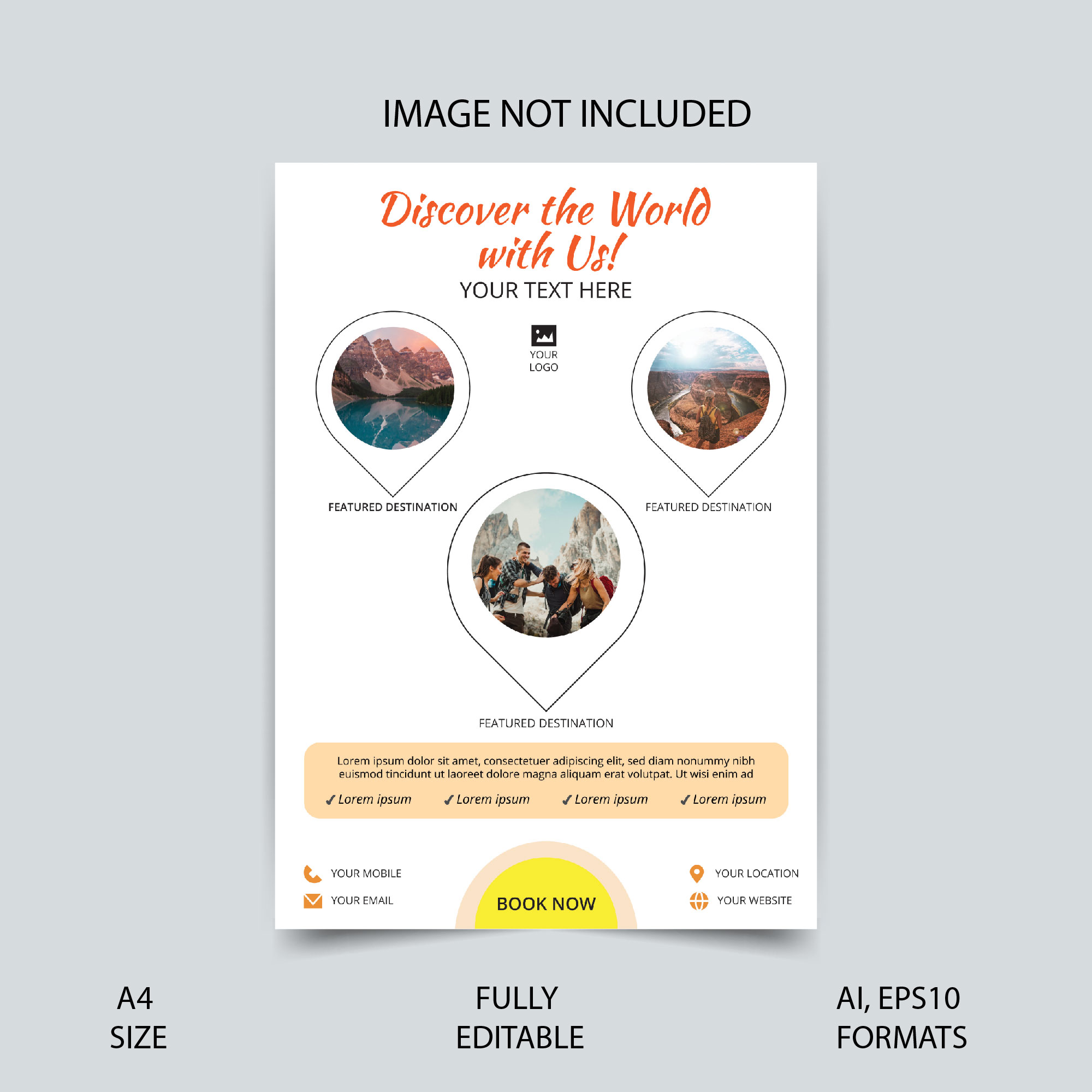 Minimal travel flyer template preview image.