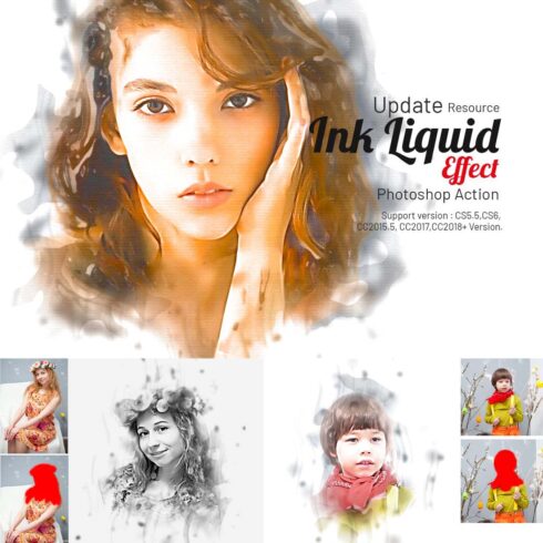 Ink Liquid Effect Photoshop Action 2 cover image.