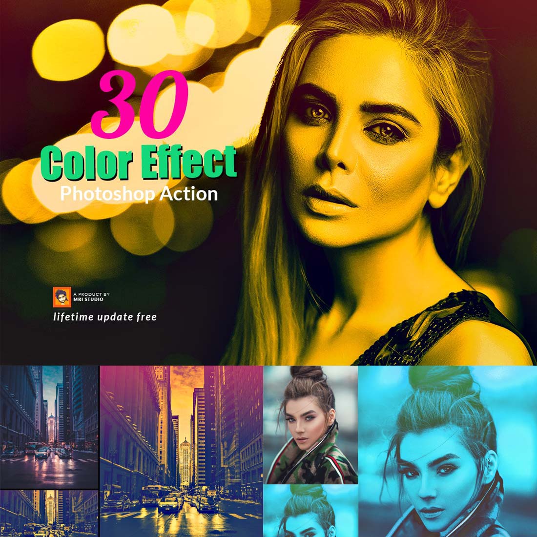 Color Effect Photoshop Action cover image.