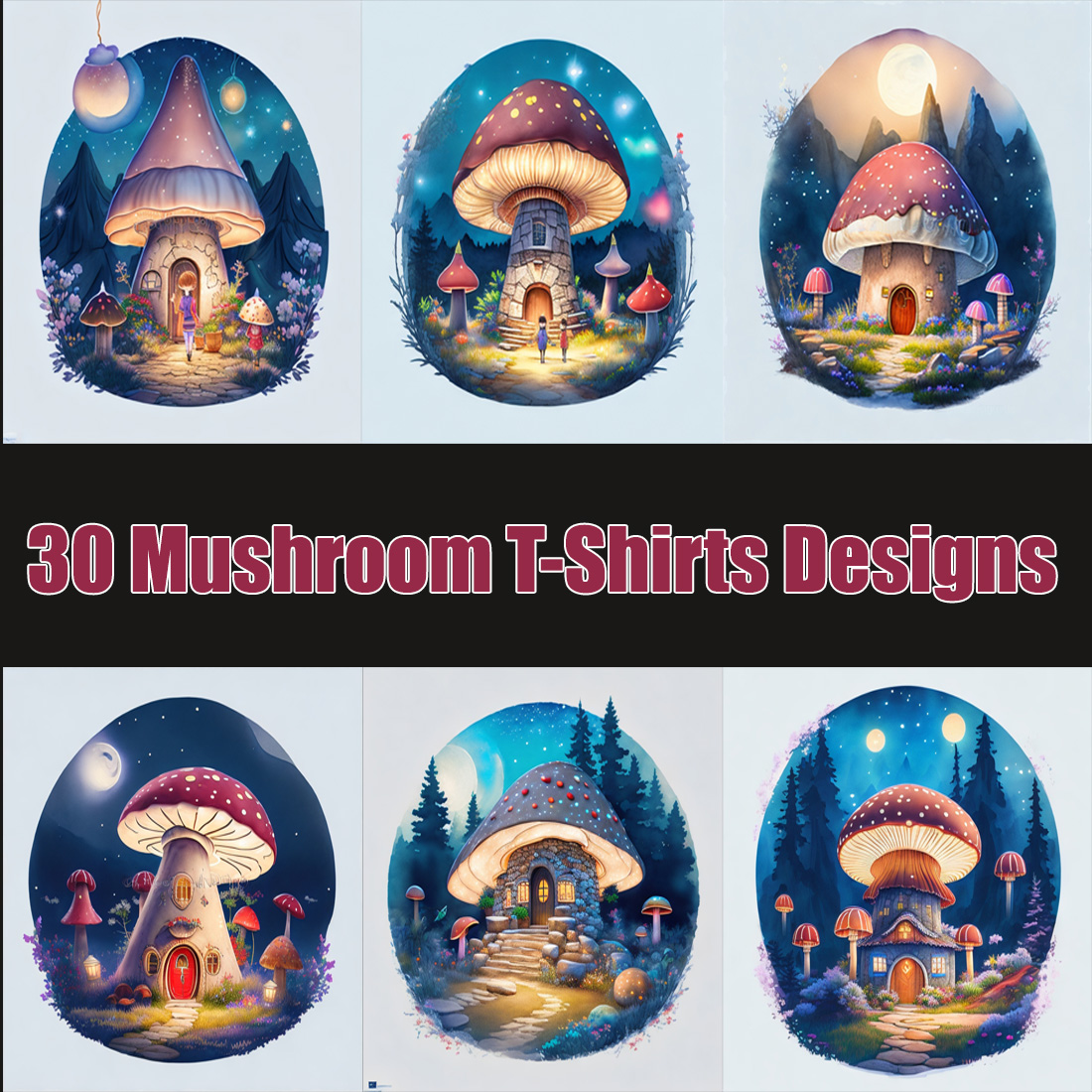 30 Mushroom T-Shirts Designs preview image.