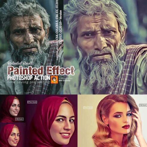 Painted Effect Photoshop Action cover image.