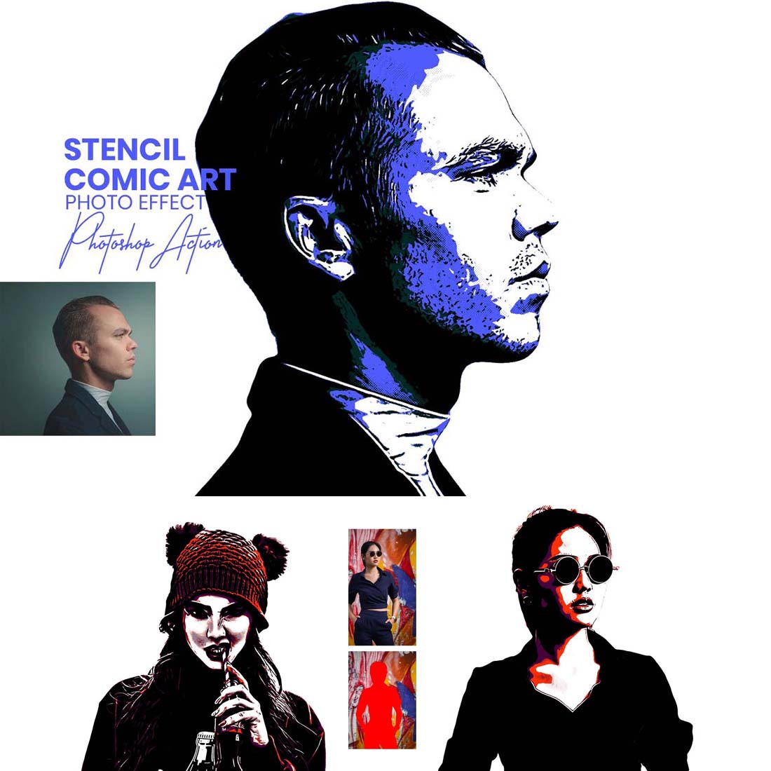 Stencil Comic Art Photoshop Actions cover image.