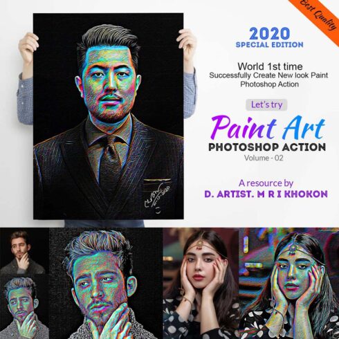 Colorful Paint Art Photoshop Action cover image.