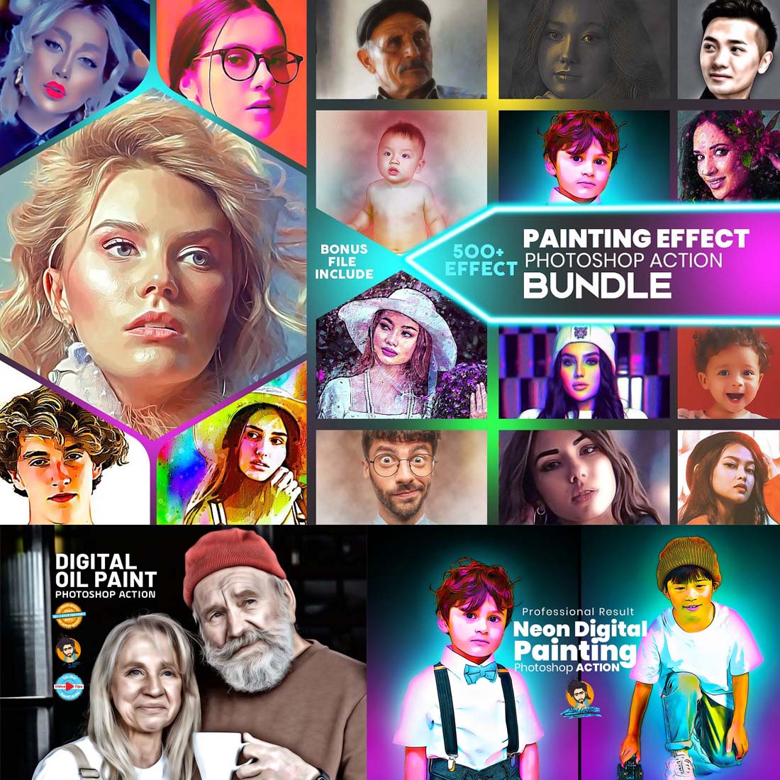 80% OFF 500+ Photoshop Action Bundle cover image.