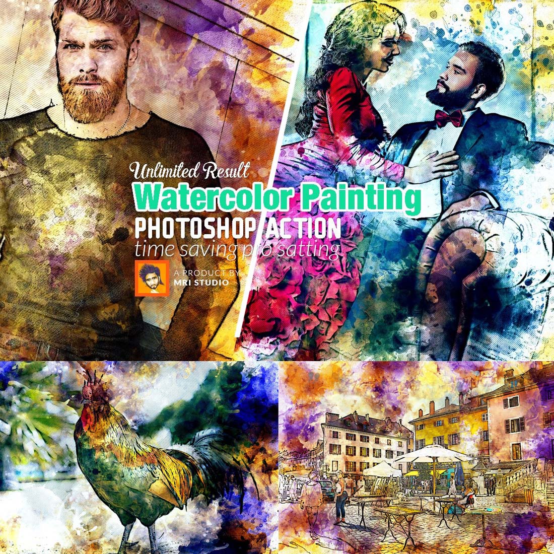 Watercolor Painting Photoshop Action cover image.