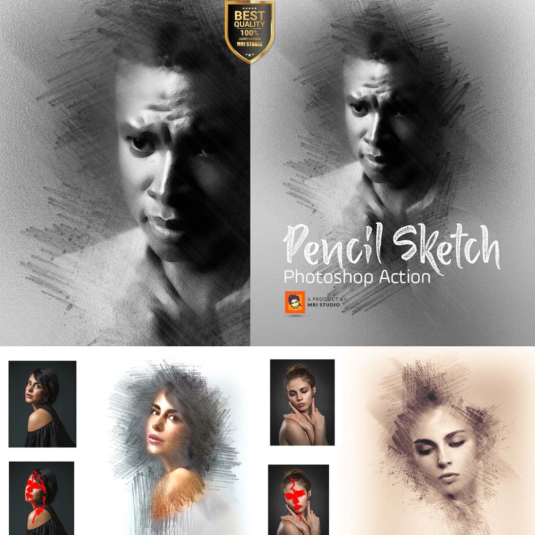 Pencil Sketch Photoshop Action cover image.