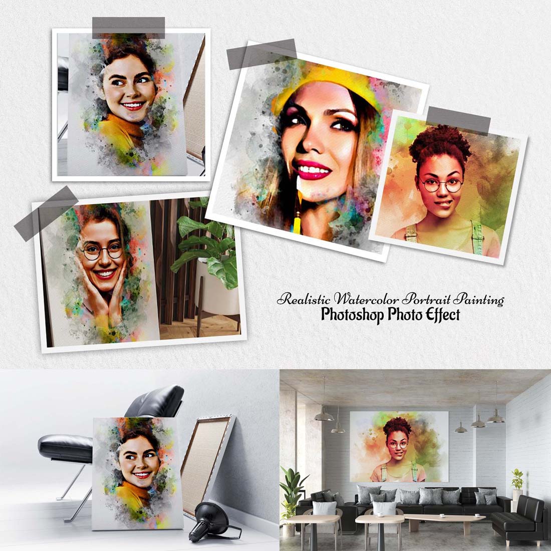 Realistic Watercolor Portrait Effect cover image.