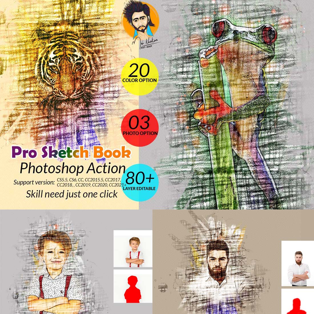 Pro Sketch Book Photoshop Action cover image.