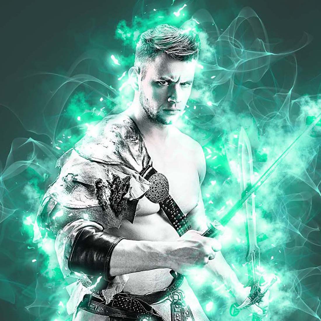 Easy Glowing Smoke Photoshop Action preview image.