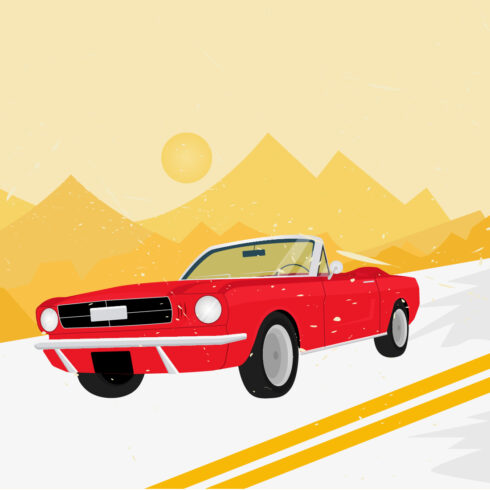Red Cabriolet Speeding Along a Mountain Road in Vintage Fashion cover image.