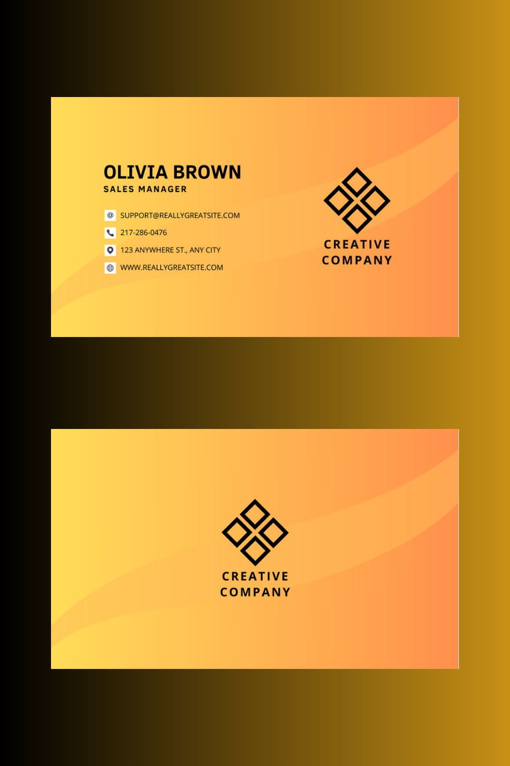 Corporate Business Card Design Template pinterest preview image.