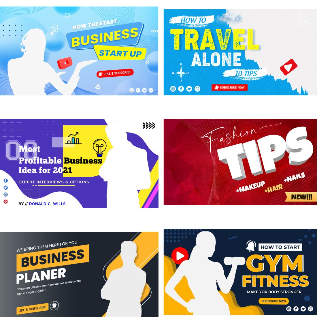 100+ YouTube Premium Custom Thumbnails Bundle for Gym , Gaming, Business ,Personal videos [ PSD +JPG ] preview image.