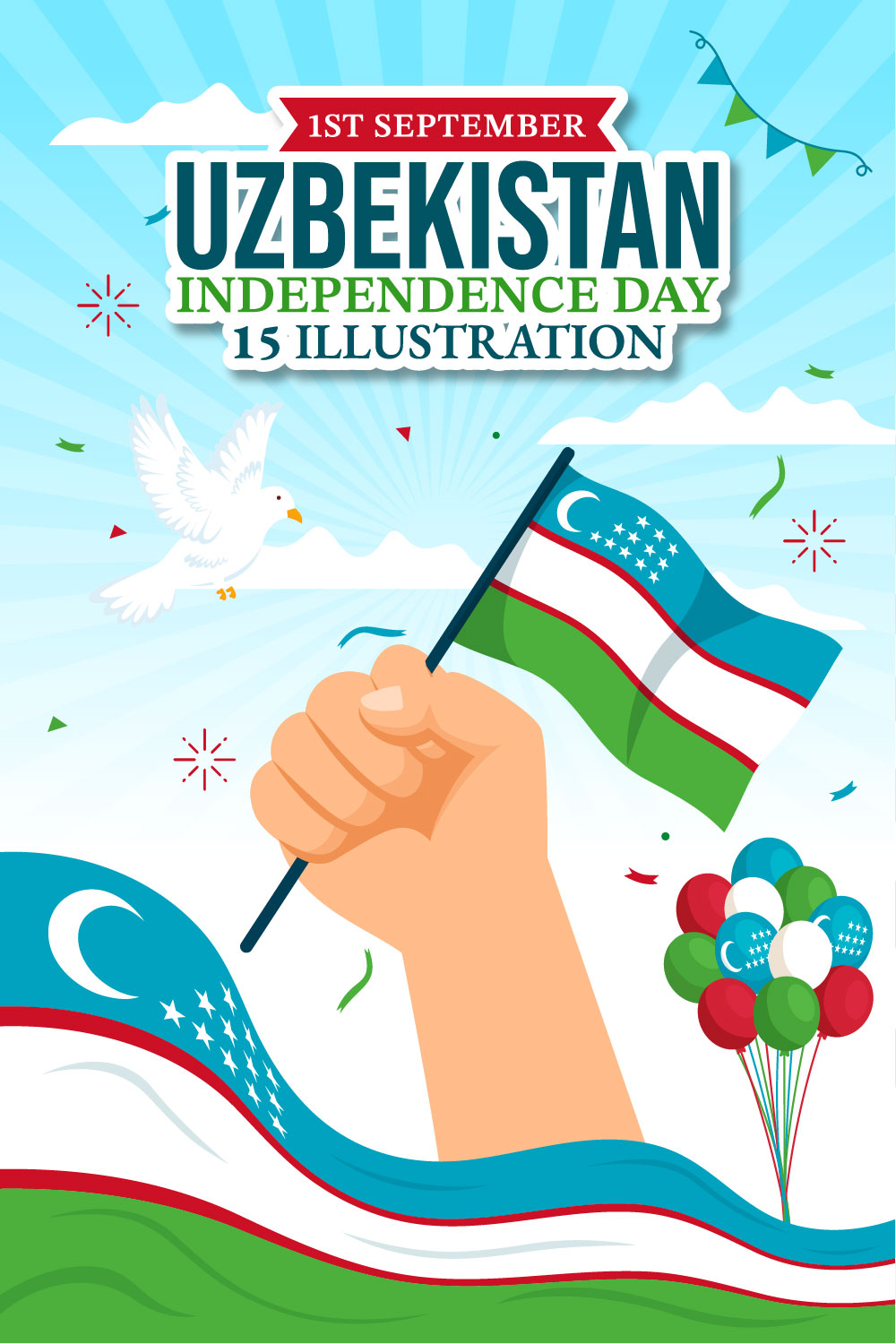15 Uzbekistan Independence Day Illustration pinterest preview image.