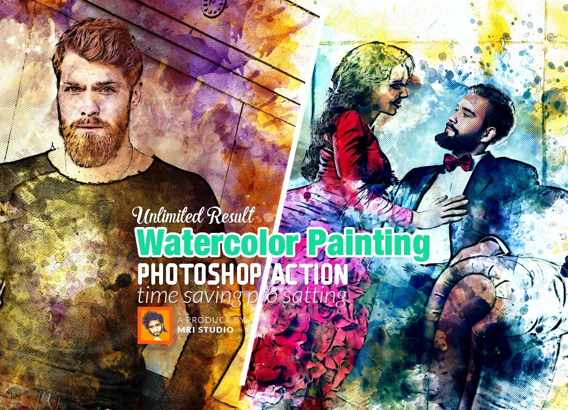 watercolor painting photoshop action 763