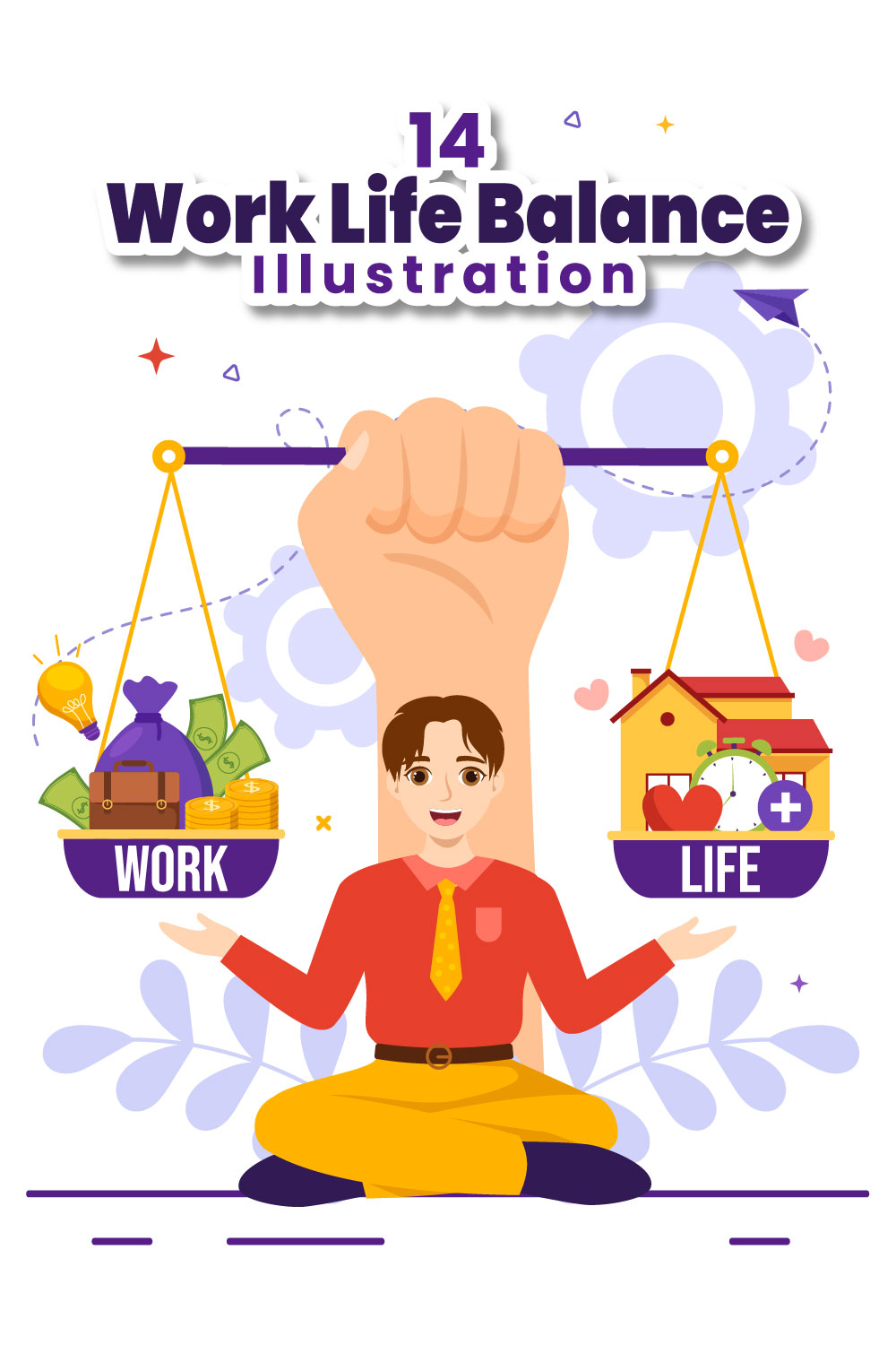 14 Work Life Balance Illustration pinterest preview image.