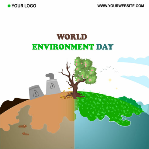 Editable minimal square banner template for World Environment Day cover image.