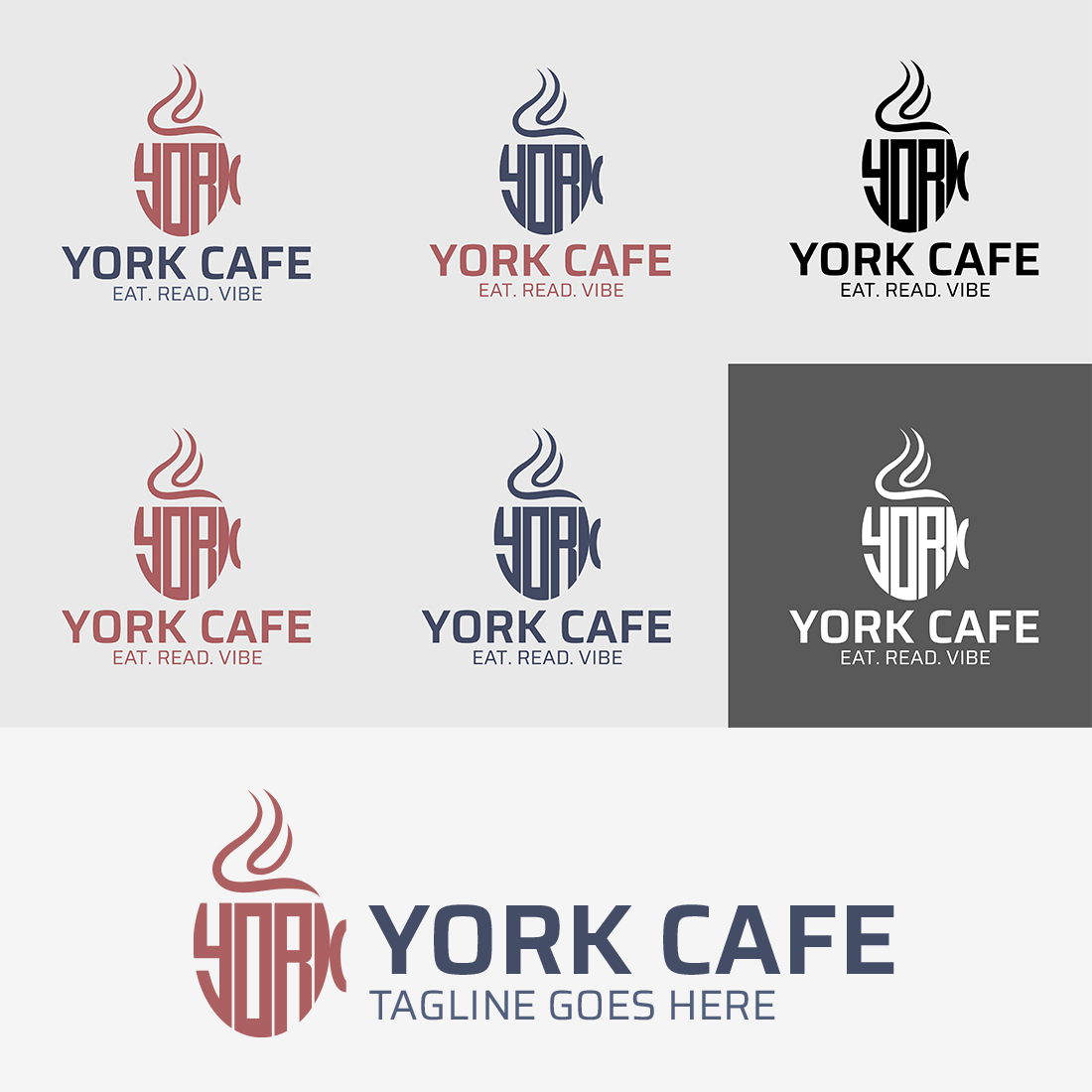 York Cafe Logo Design Template preview image.