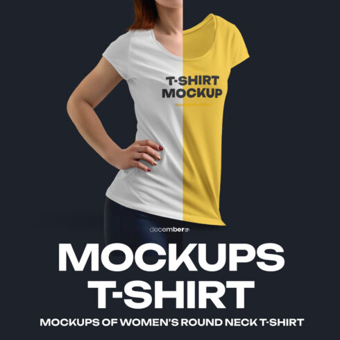 10 Mockups of Women's Round Neck T-Shirt cover image.