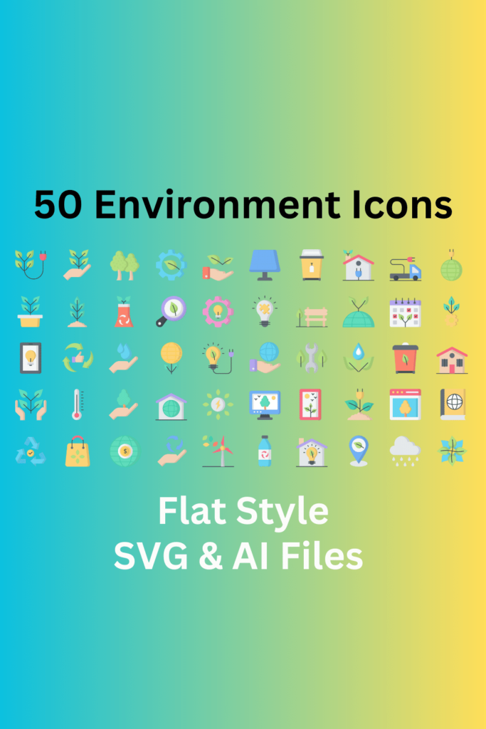 Environment Icon Set 50 Flat Icons - SVG And AI Files - MasterBundles