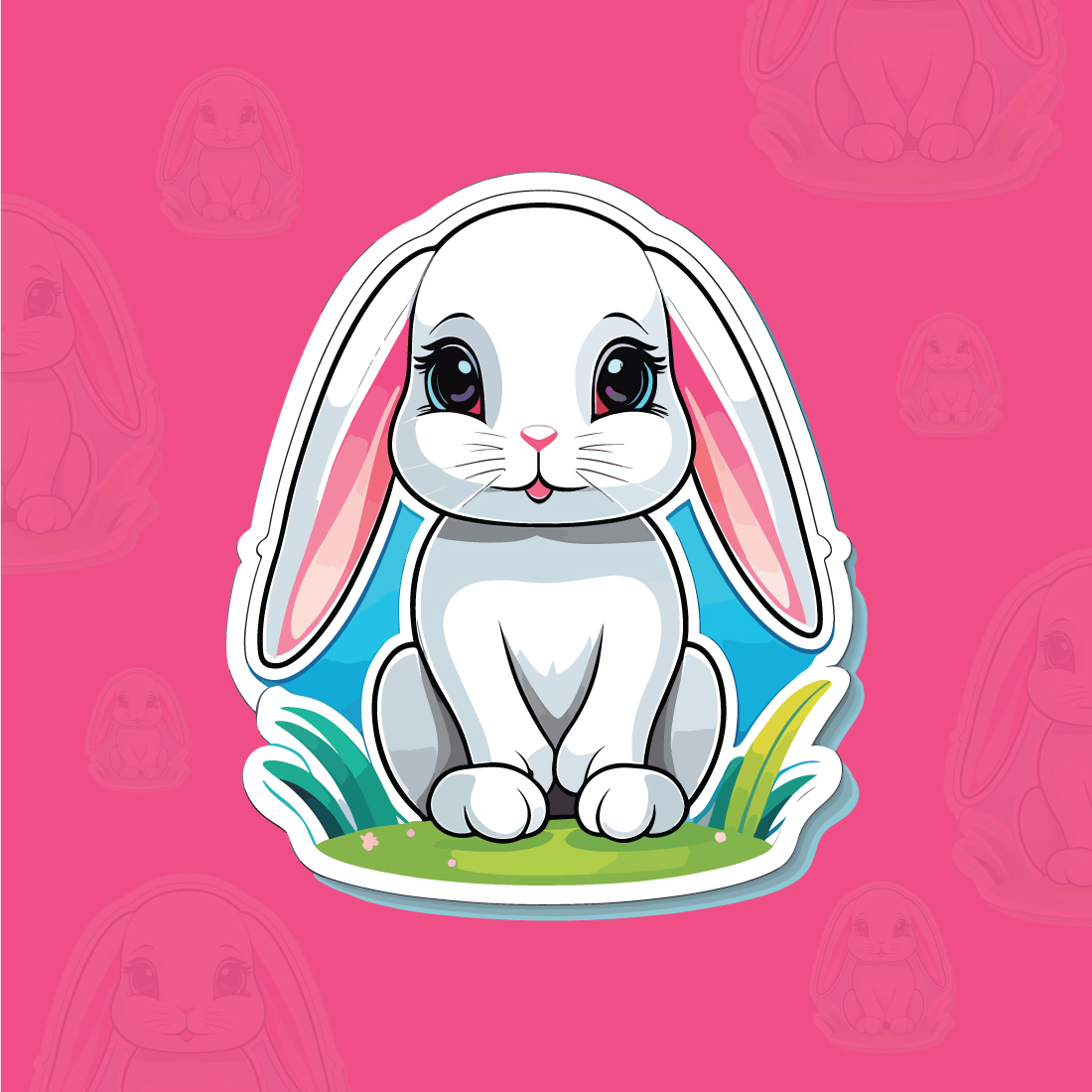Baby Bunny Sticker & T shirt Design Vector Format Illustration preview image.