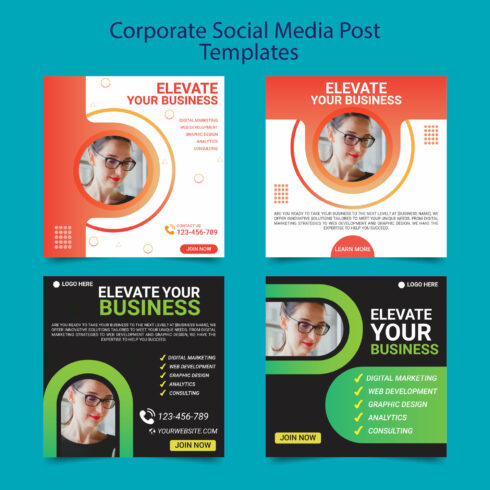 Corporate social media post templates cover image.