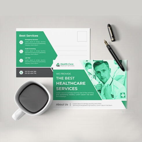 Healthcare postcard templates cover image.