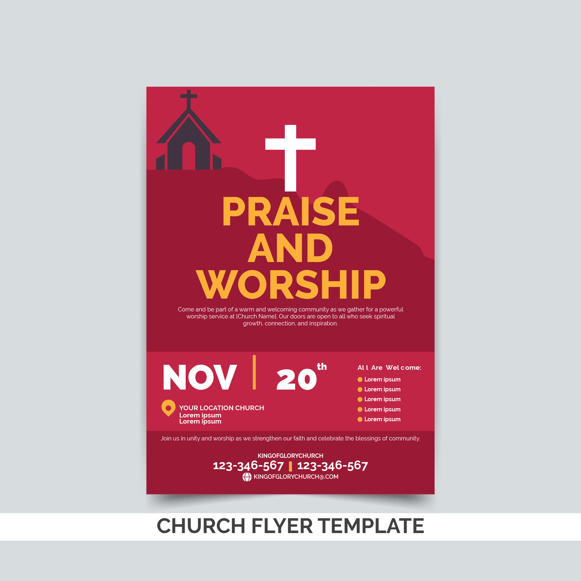 Church flyer design template cover image.