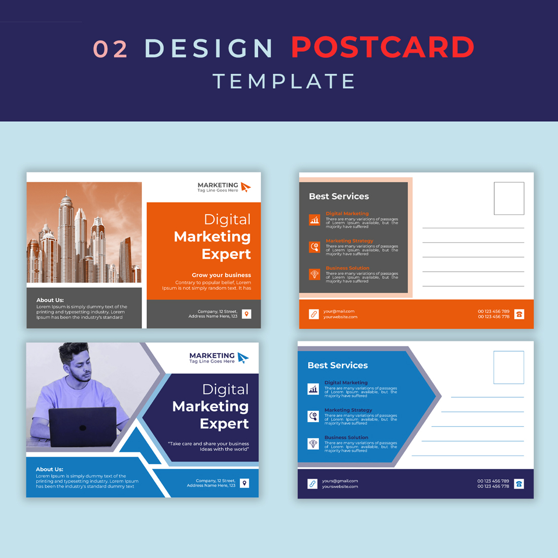 Digital marketing postcard template designs cover image.