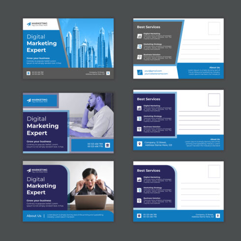 Digital marketing postcard templates cover image.