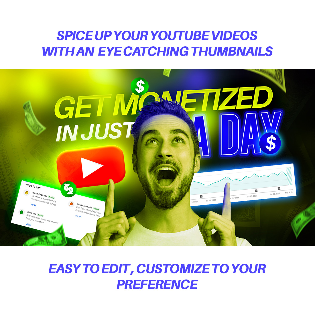Professional Eye Catching Youtube Channel Thumbnail Template PSD cover image.