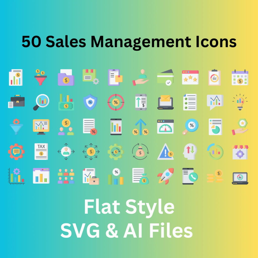 Sales Management Icon Set 50 Flat Icons - SVG And AI Files - MasterBundles