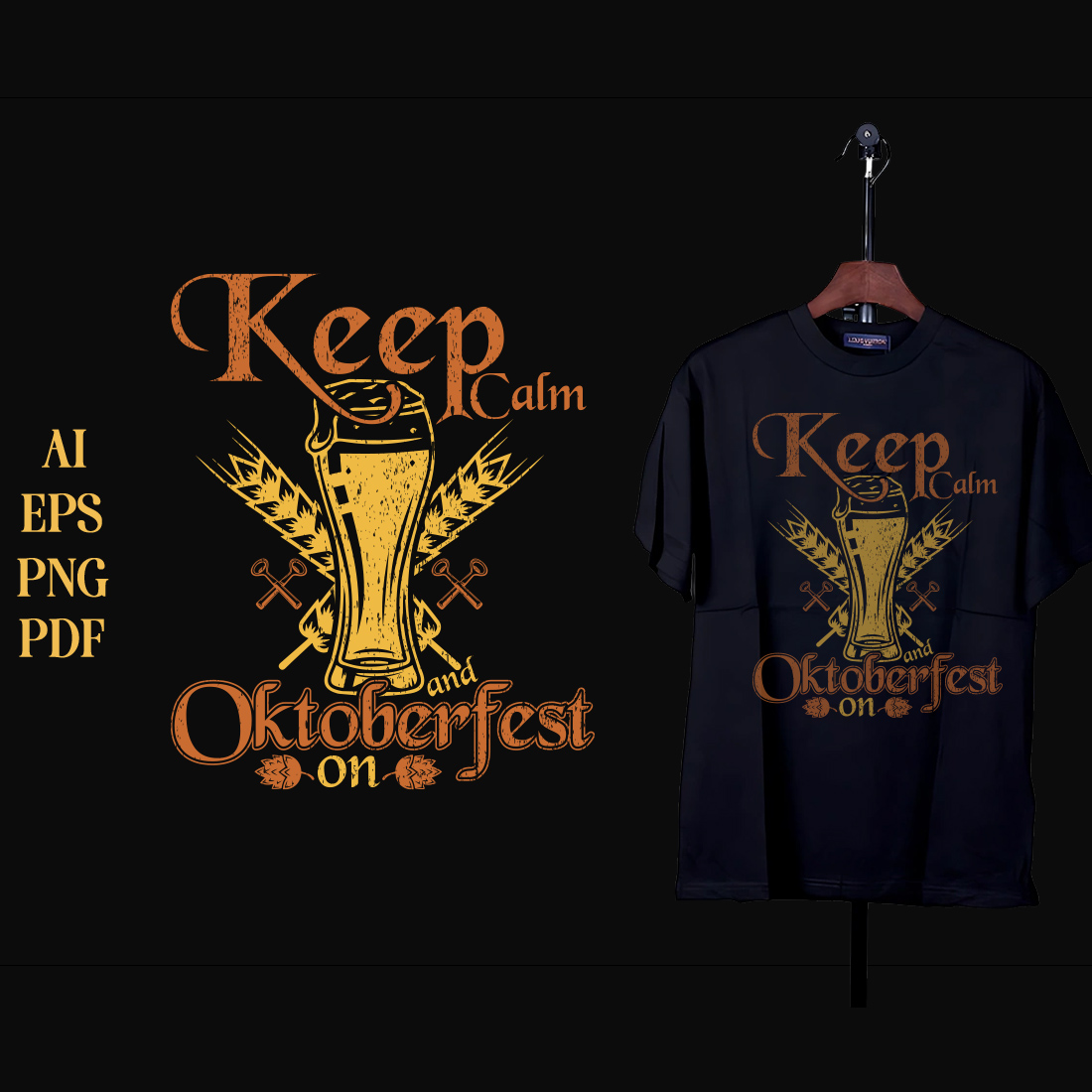 Oktoberfest typography t shirt design cover image.