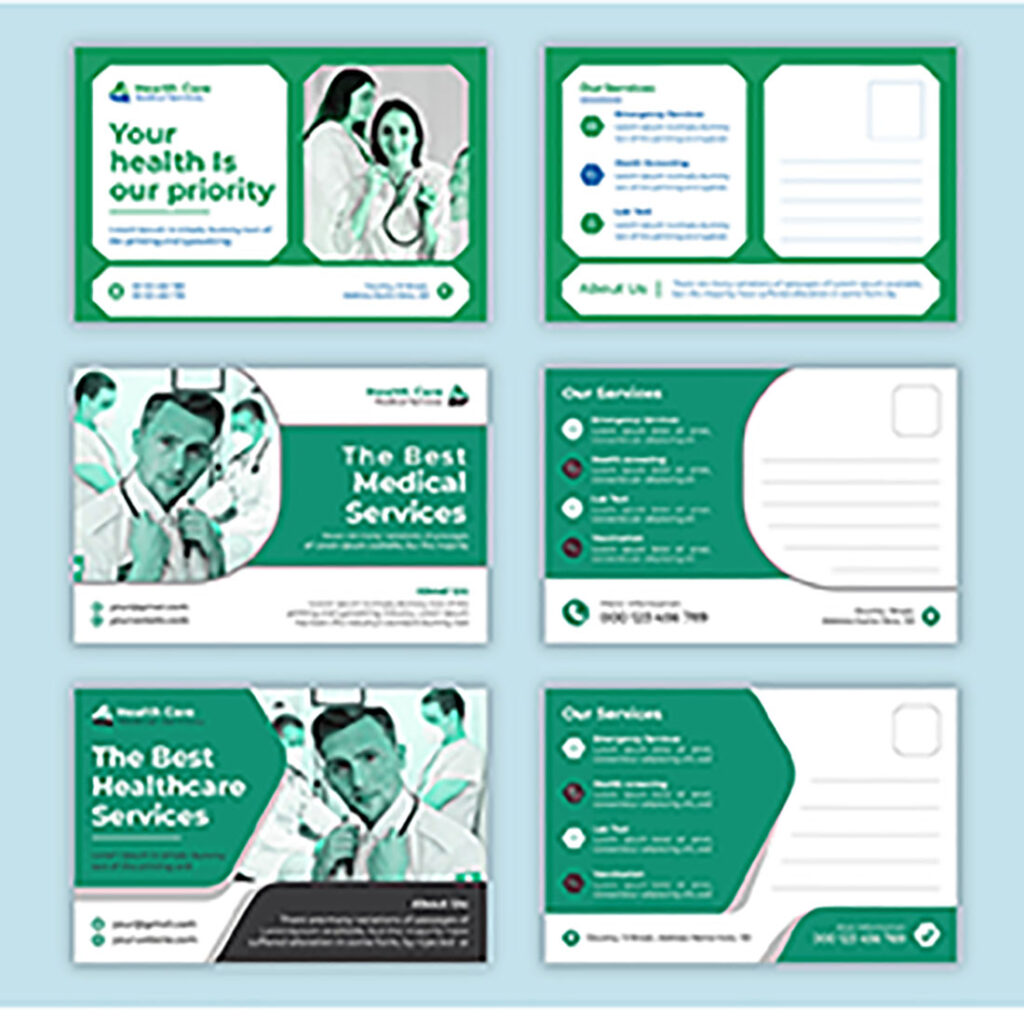 Medical postcard template designs MasterBundles