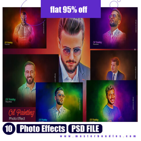 Dynamic Oil Painting 10 Photo Effects PSD Bundle cover image.