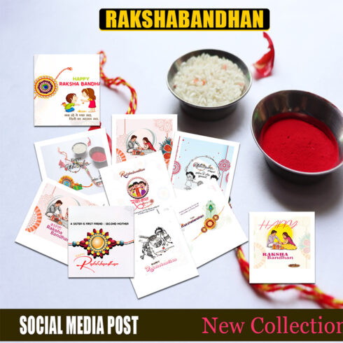 10 Social Media Post Raksha Bandhan Template pack cover image.