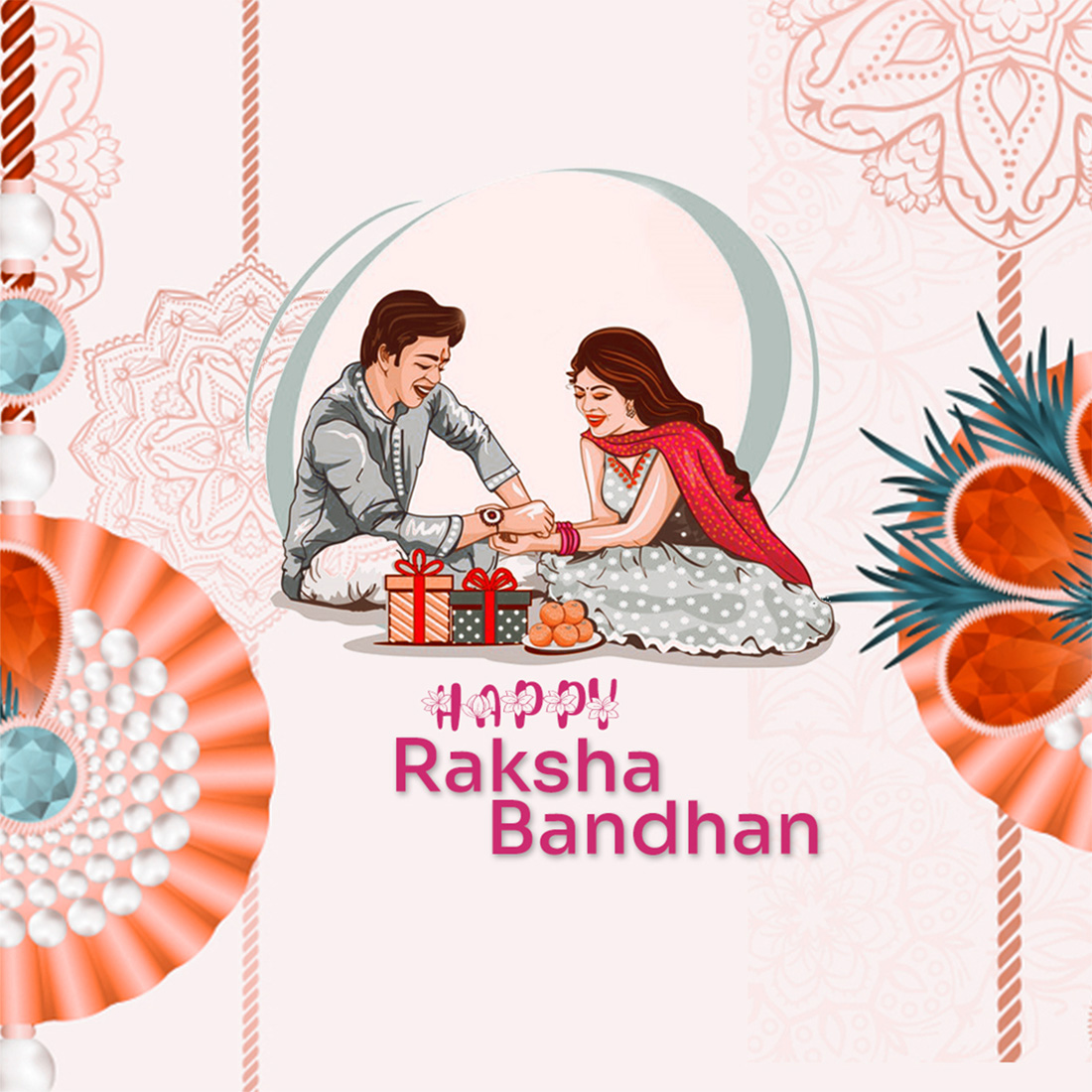 10 Social Media Post Raksha Bandhan Template pack preview image.