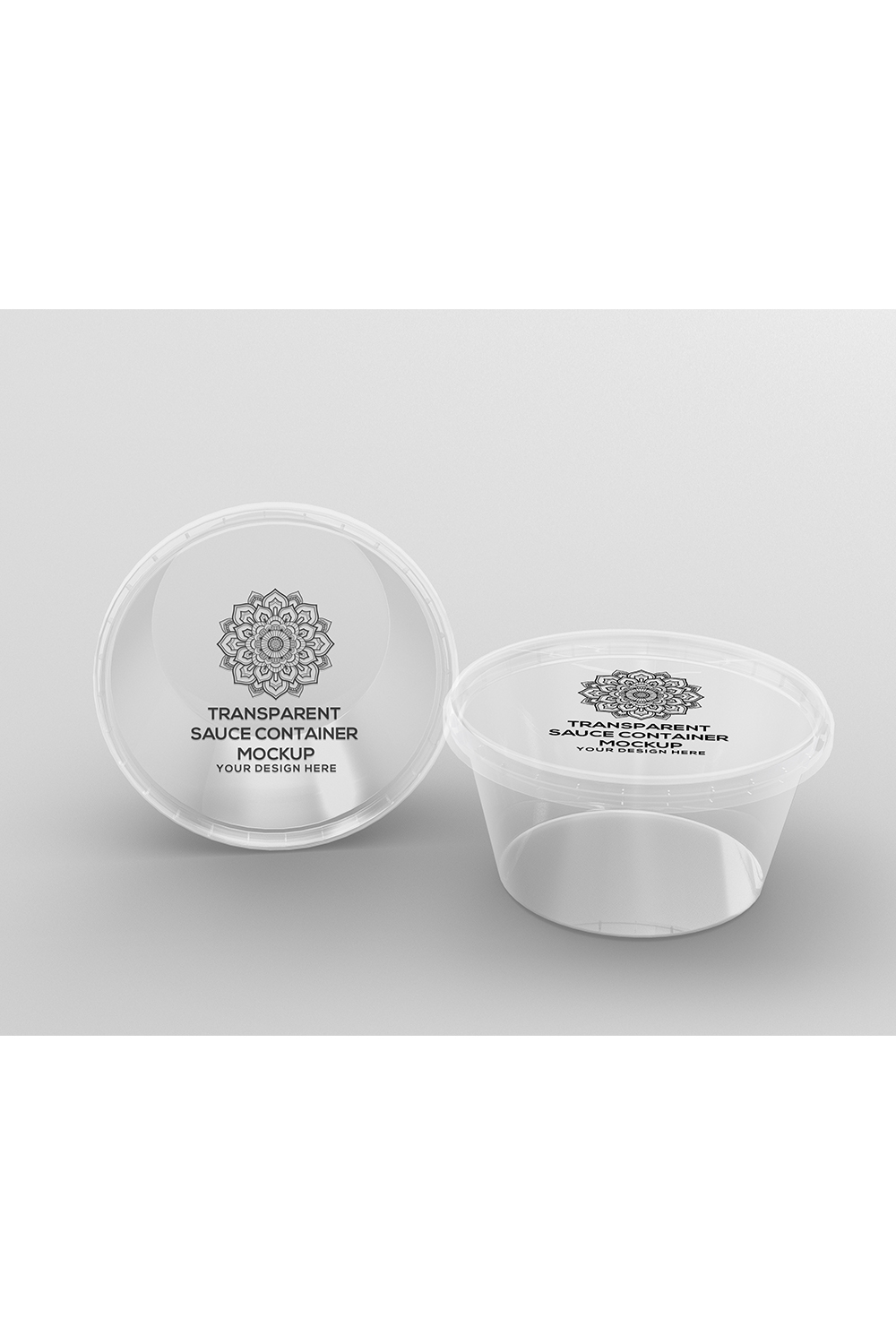 Transparent Round Sauce Containers Packaging Mockup pinterest preview image.